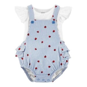 Carter's Blue Striped Baby Romper with Ladybug Print